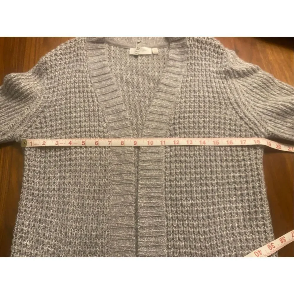 RD Style Women's Gray Knit Open Front Long Sleeve Cardigan Sweater Medium